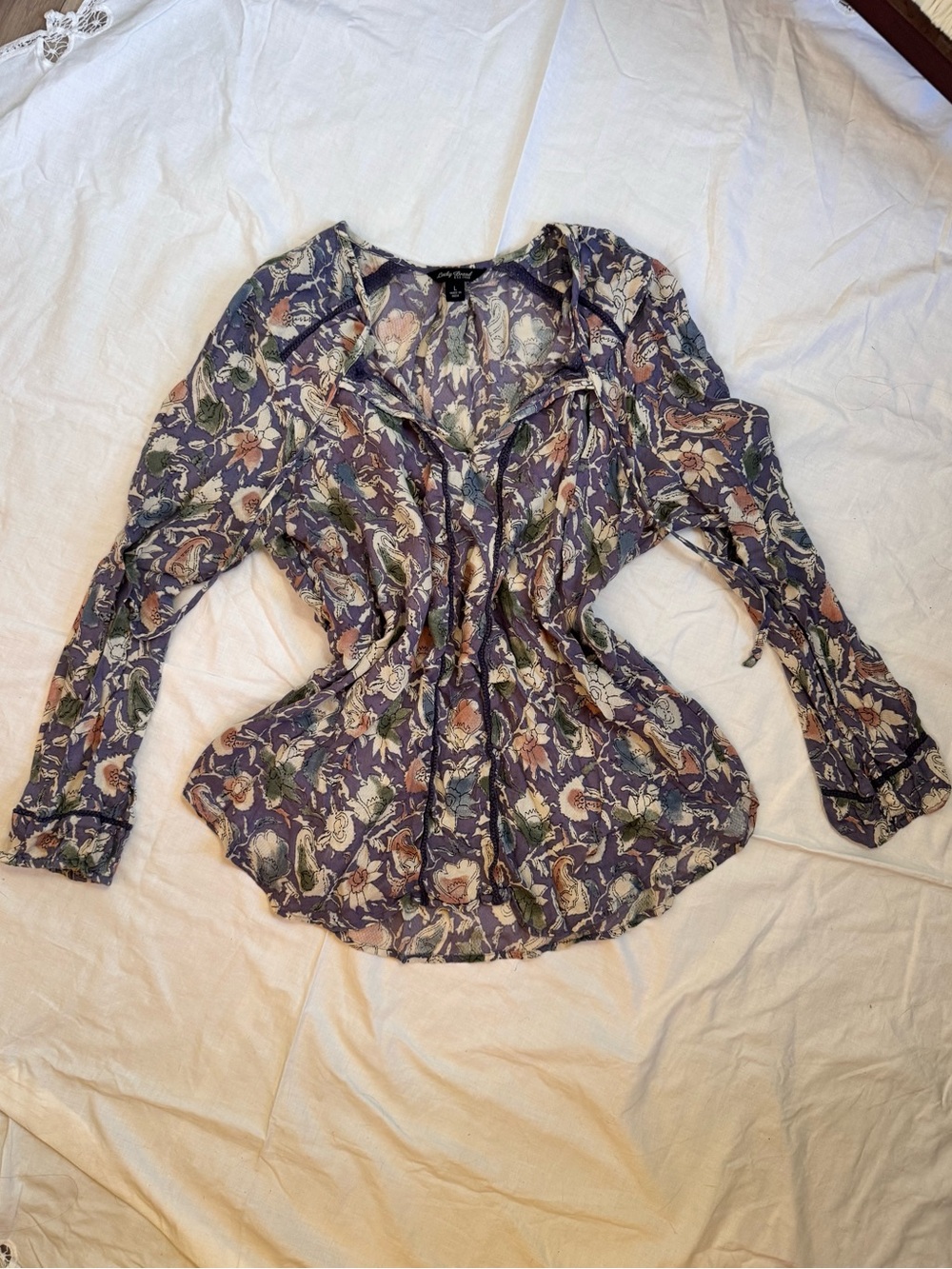 Lucky Brand Floral V-Neck Blouse